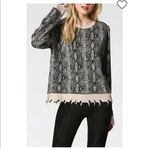 Fate Distressed Snake Print Boxy Sweater